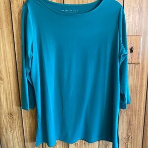 Susan Graver Teal Long Sleeve Knit Top